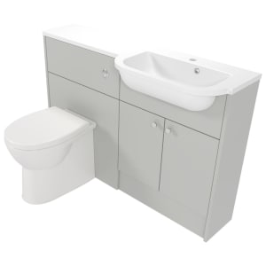 Deccado Benham Whisper Grey Right Hand 1200mm Slimline Fitted Vanity & Toilet Pan Unit Combination with Right Hand Basin Price Comparisons | Compare The Build