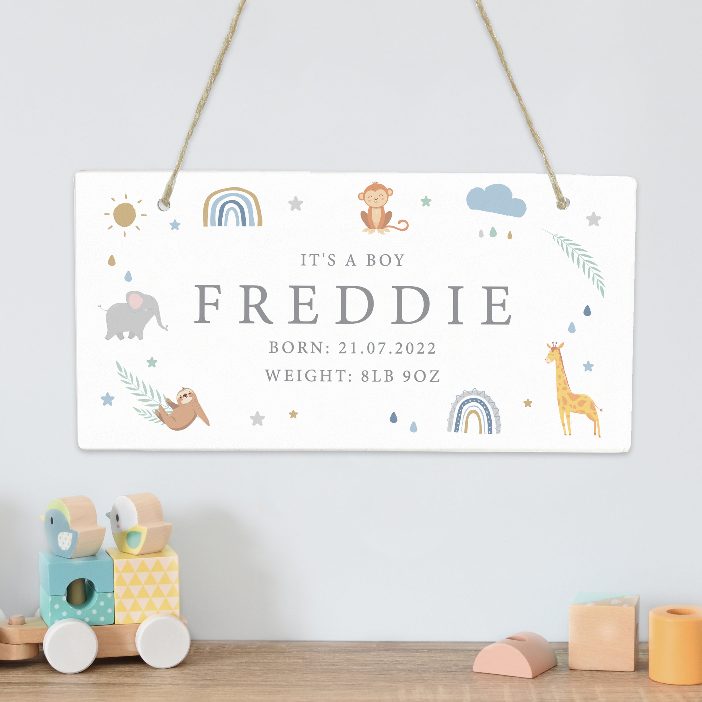 Personalised Safari Animals Wooden Sign White Price Comparisons | Compare The Build