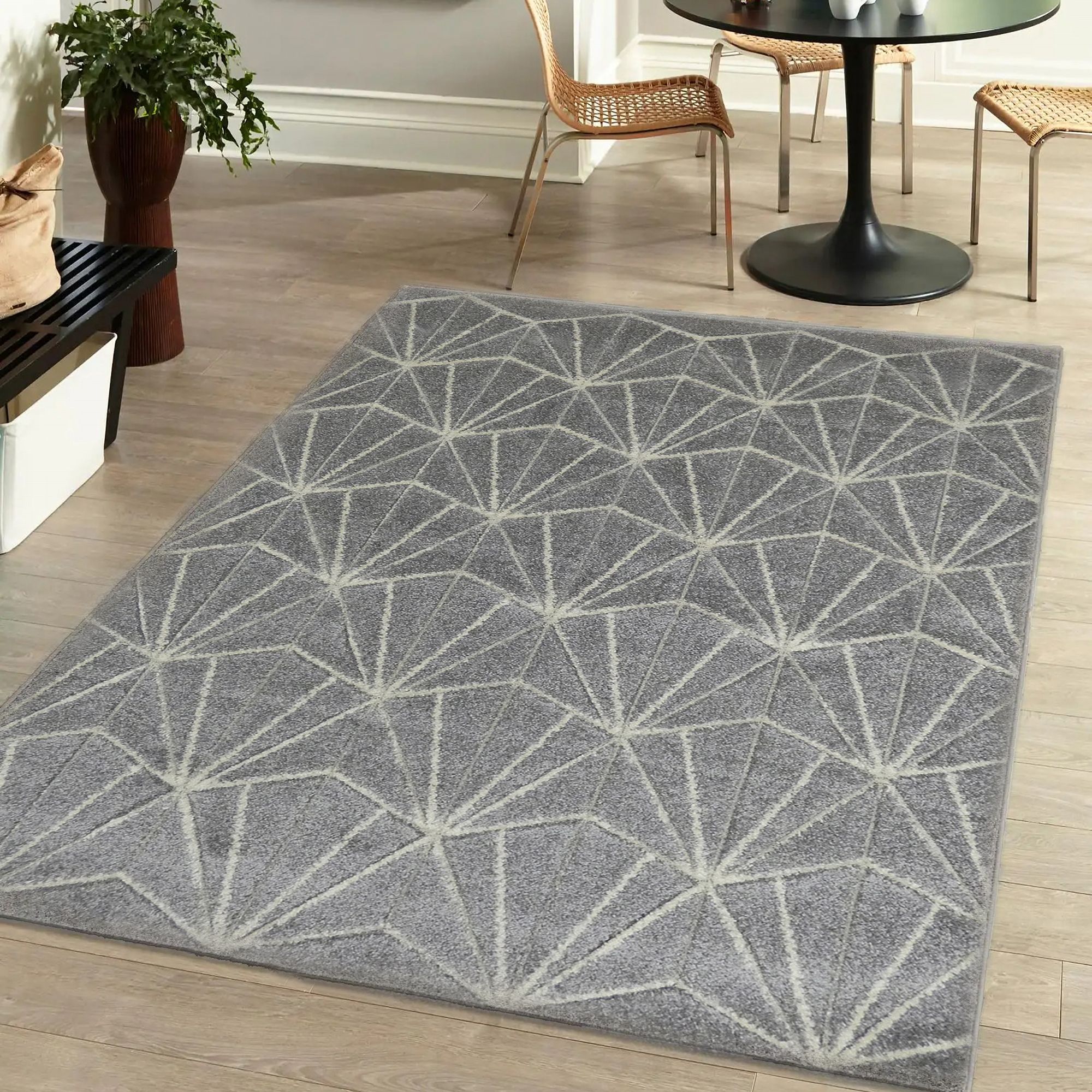 Portland Geometric Grey Rug 170Cmx120Cm Price Comparisons | Compare The Build