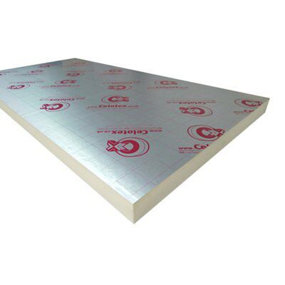 Celotex Foil Faced Polyisocyanurate (Pir) Insulation Board (L)1.2M (W)0.45M (T)50mm | Compare The Build