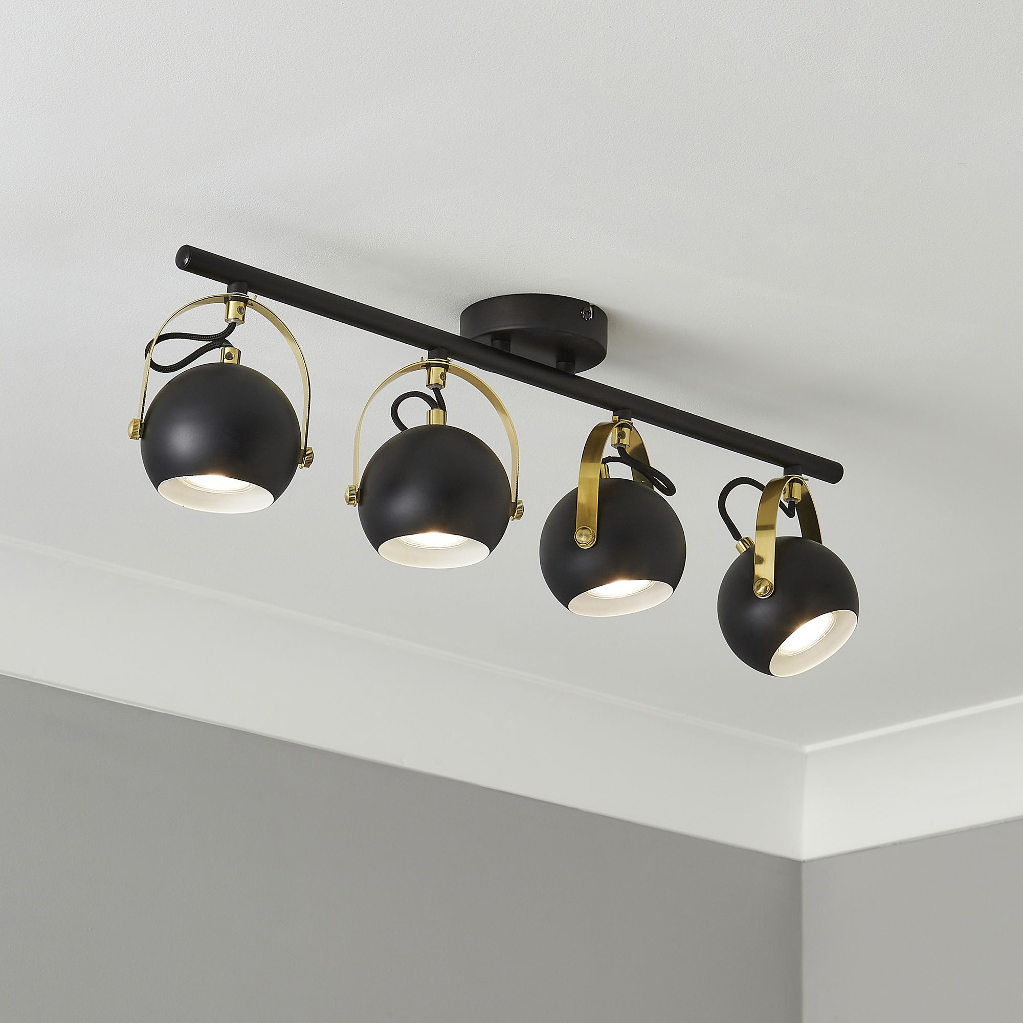 Inlight Azure Matt Black Brass Effect 4 Light Spotlight Bar Price Comparisons | Compare The Build