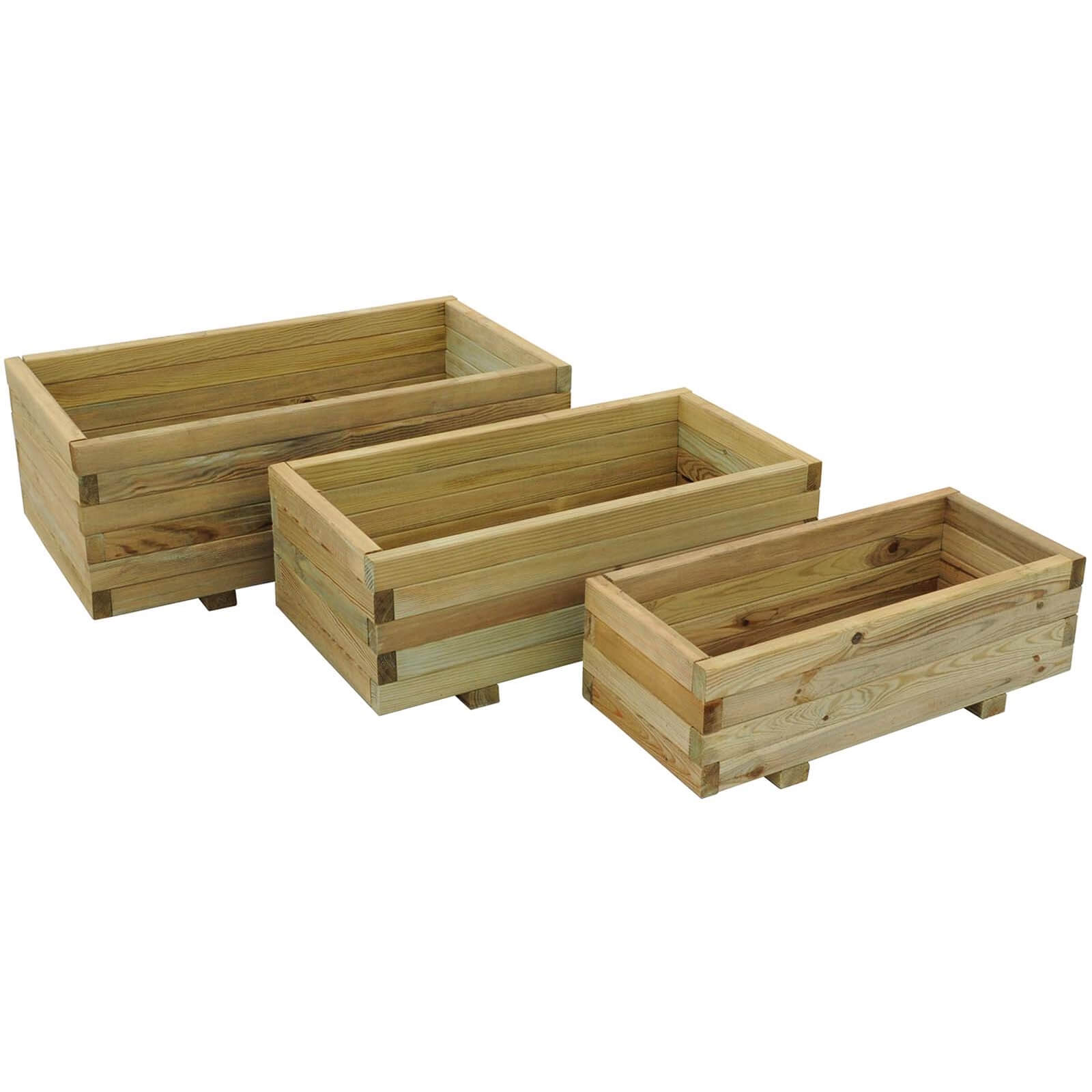 Forest Garden Wooden Durham Rectangular Planter (Set of 3) | Compare The Build