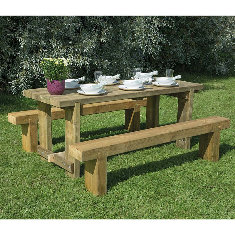 Forest Sleeper Bench & Refectory Wooden Garden Table Set 6'x2' (1.8x0.7m) | Compare The Build