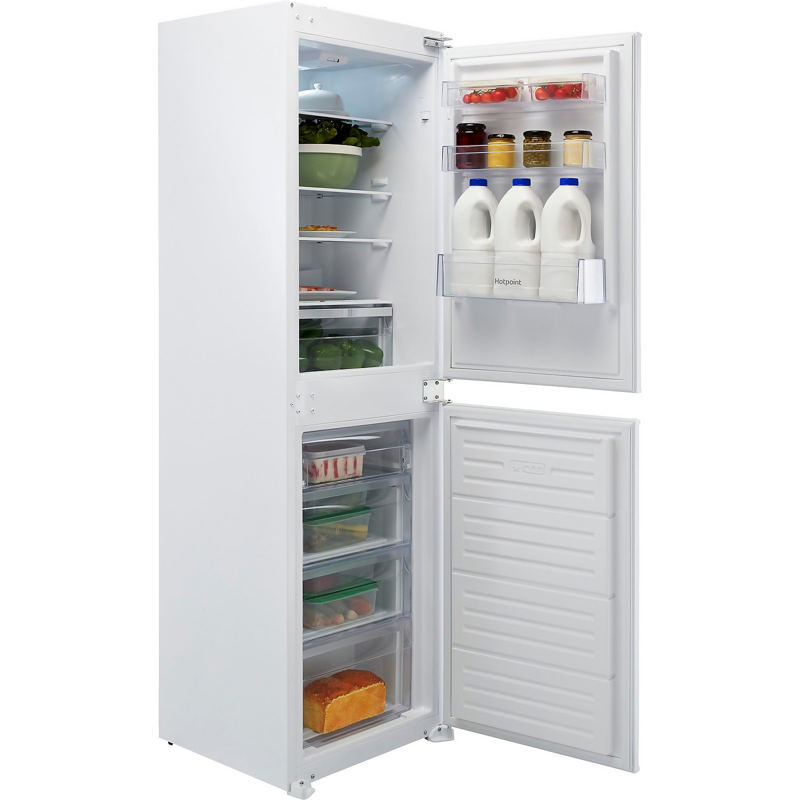 Hotpoint HBC185050F1 Integrated 50/50 Frost Free Fridge Freezer with Sliding Door Fixing Kit - White | Compare The Build