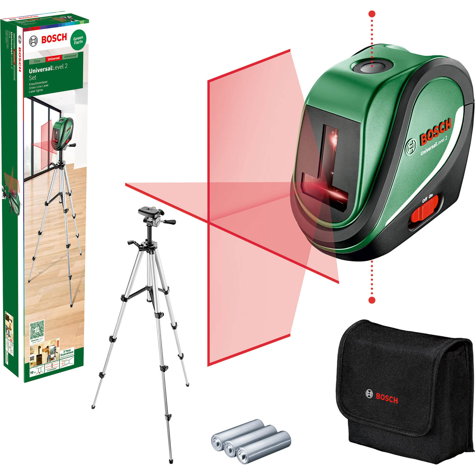 Bosch UNIVERSALLEVEL 2 Cross Line Laser Level Tripod Set (New) | Compare The Build