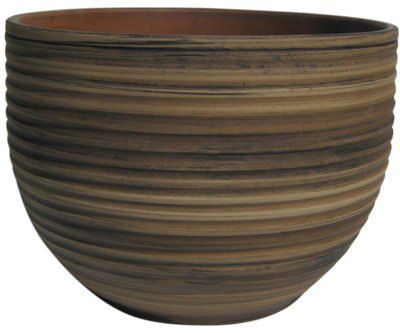 Merina Glazed Terracotta Bamboo Effect Ceramic Plant Pot (Dia)24Cm | Compare The Build