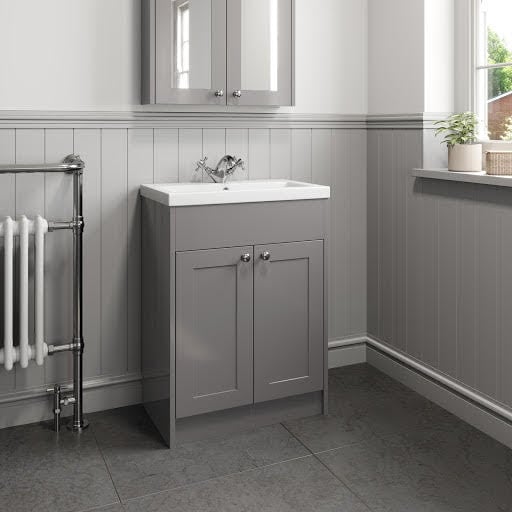 Park Lane Grey Traditional Free Standing Vanity Unit & Basin - 600mm Width Price Comparisons | Compare The Build