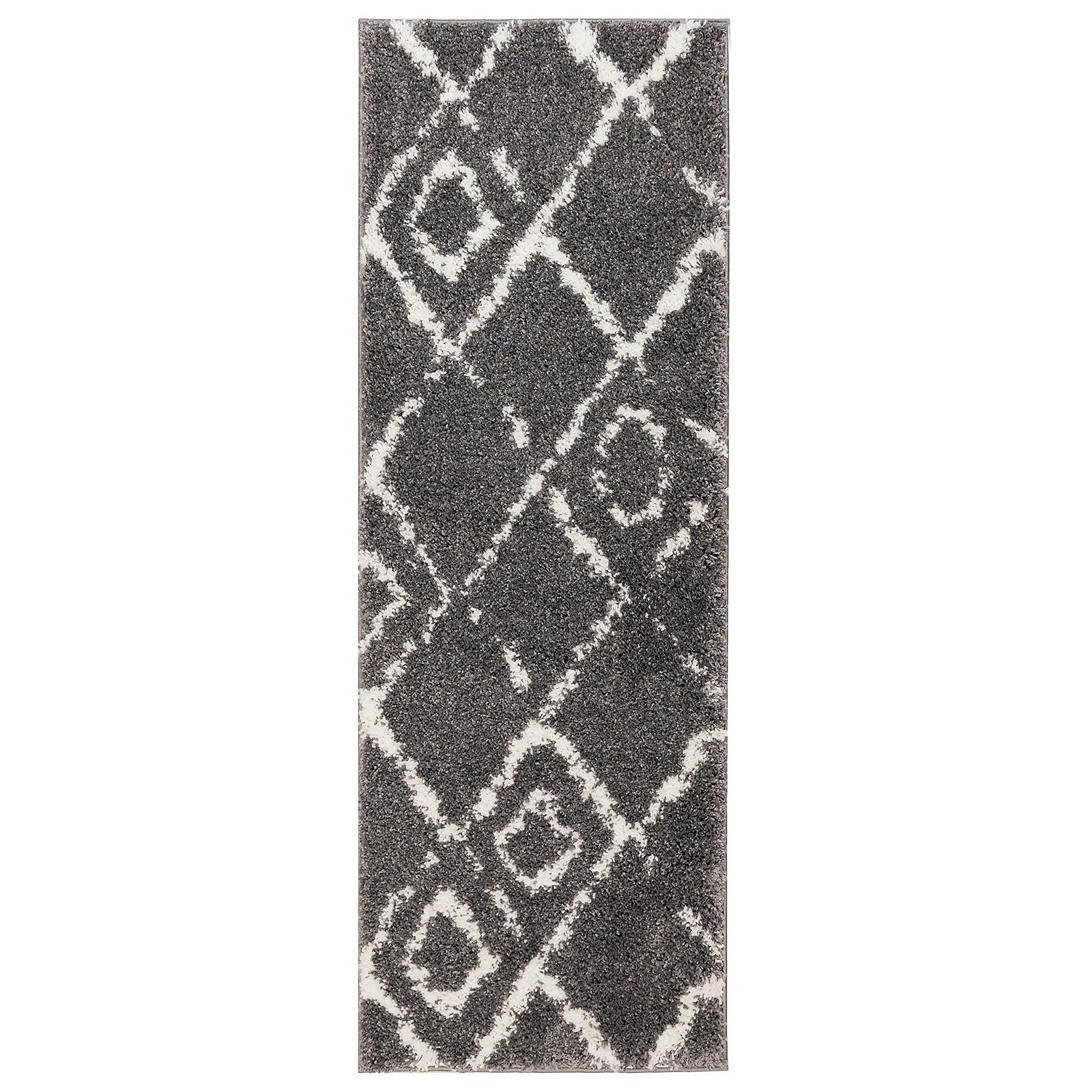 Deluxe Berber Shaggy Runner - Charcoal & White - 180x67cm Price Comparisons | Compare The Build