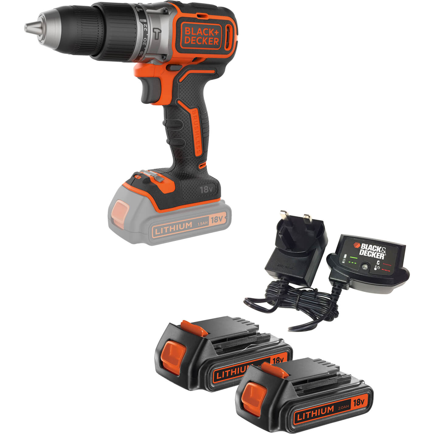 Black and Decker BL188 18v Cordless Brushless Combi Drill 2 x 2ah Li-ion Charger No Case | Compare The Build