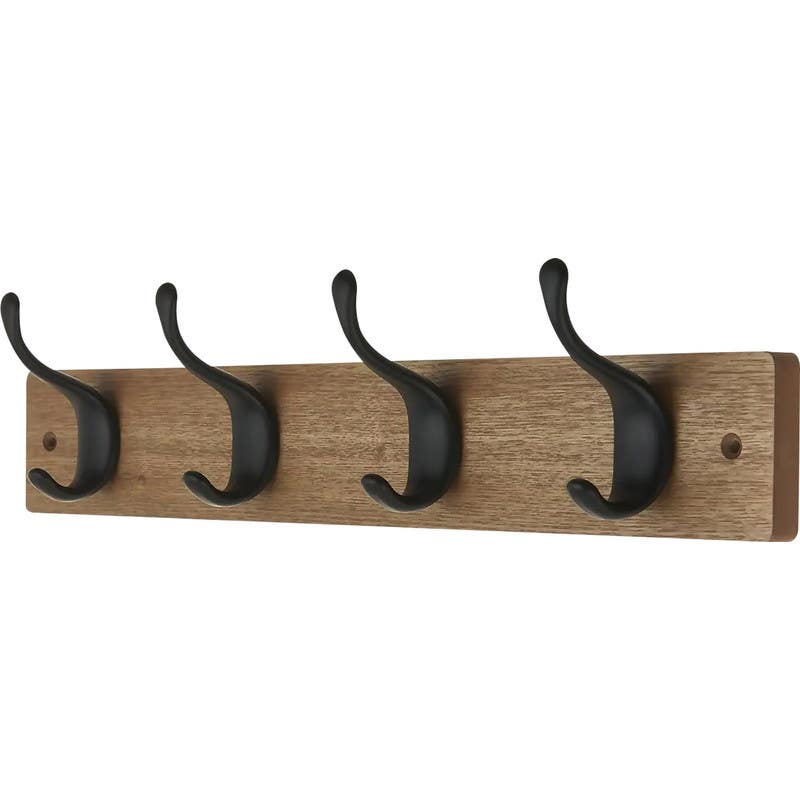 4 Heavy Duty Matt Black Hat &amp; Coat Hooks on Ash MDF Price Comparisons | Compare The Build