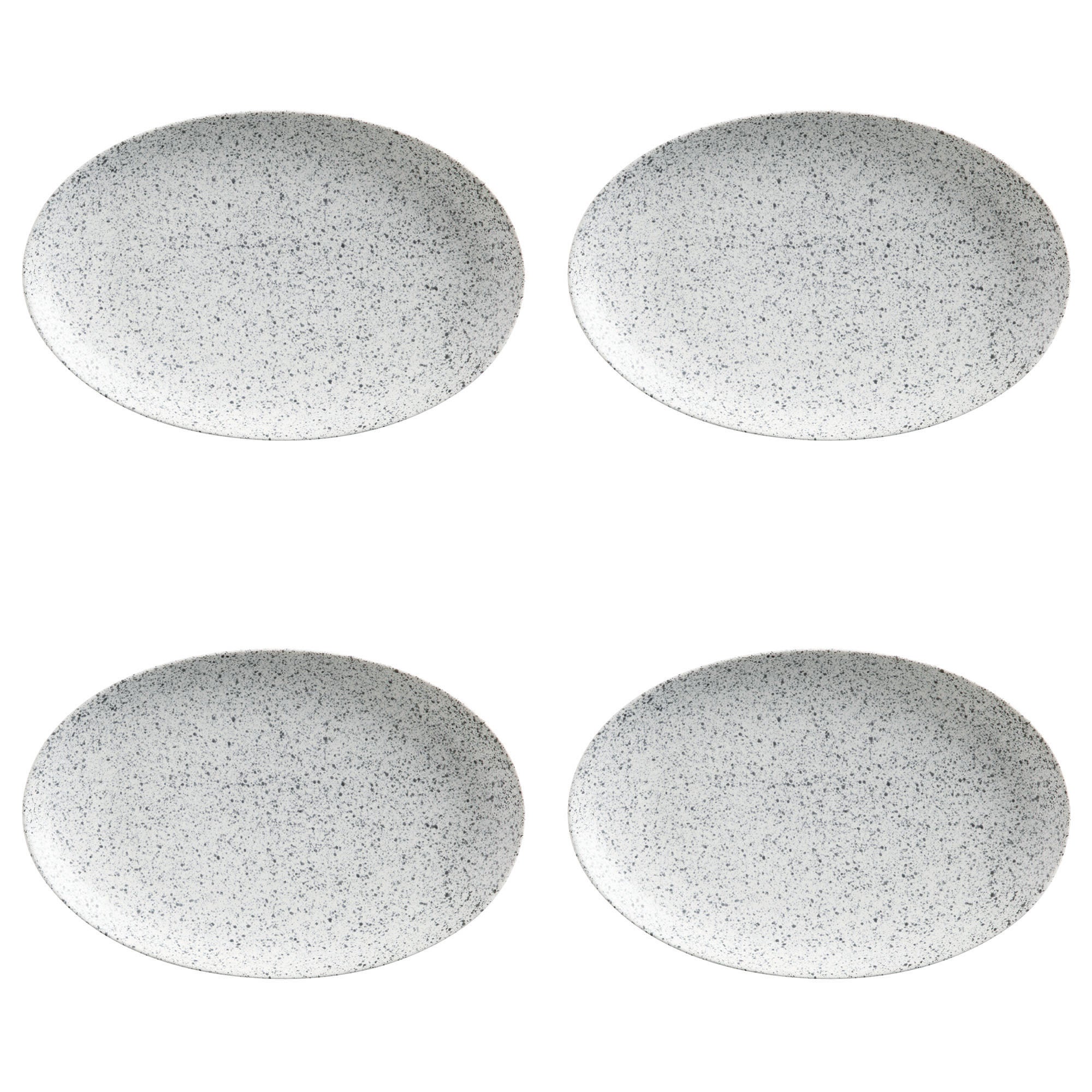 Set of 4 Maxwell & Williams Caviar Speckle Oval Plates Cream/Black | Compare The Build