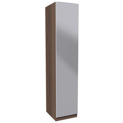 Darwin Mirrored Walnut Effect Chipboard & High-Density Fibreboard (Hdf) 1 Door Single Wardrobe (H)2350mm (W)499mm (D)566mm Price Comparisons | Compare The Build